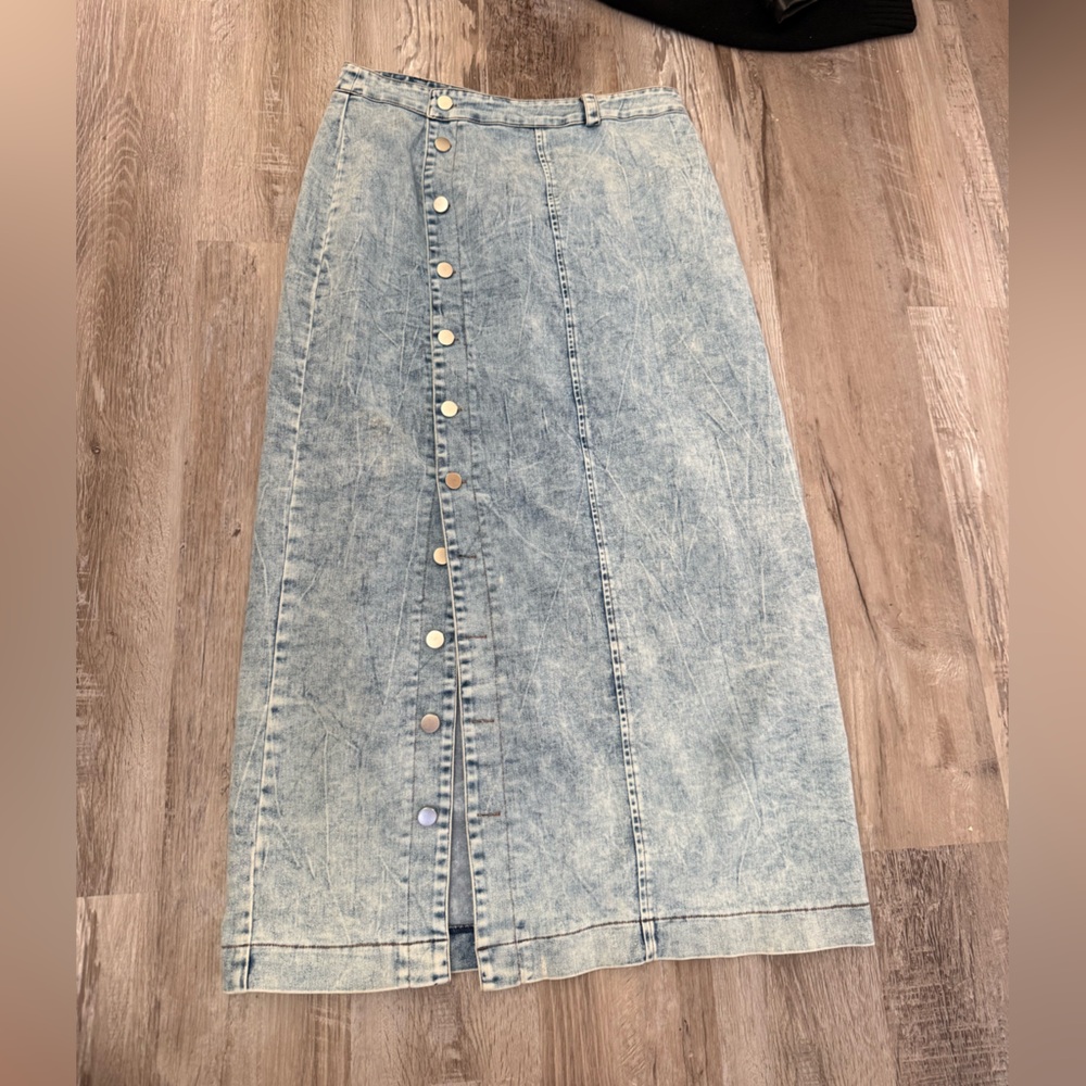 Denim Button-Down Skirt